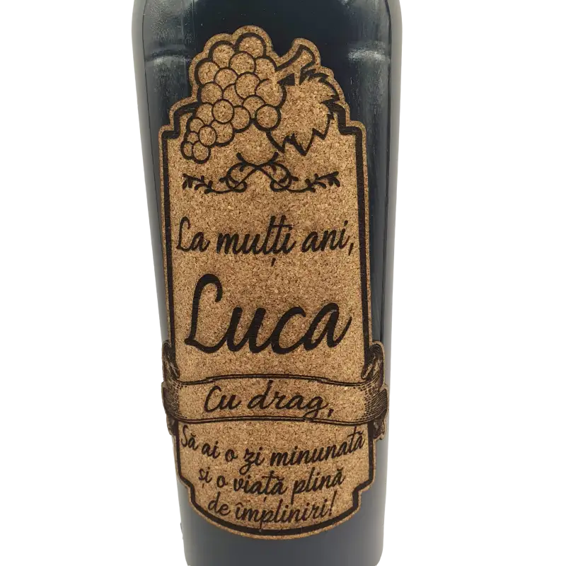 La multi ani luca, eticheta pluta cu mesajv